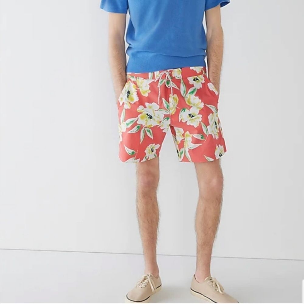 J Crew 7'' stretch breaker board short in floral print with ECONYL® nylon NWT 38